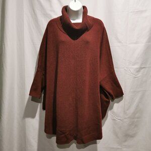 Rust Brown 3/4 Sleeve Batwing Oversized Tunic Style Turtleneck Size 20 NWOT #176